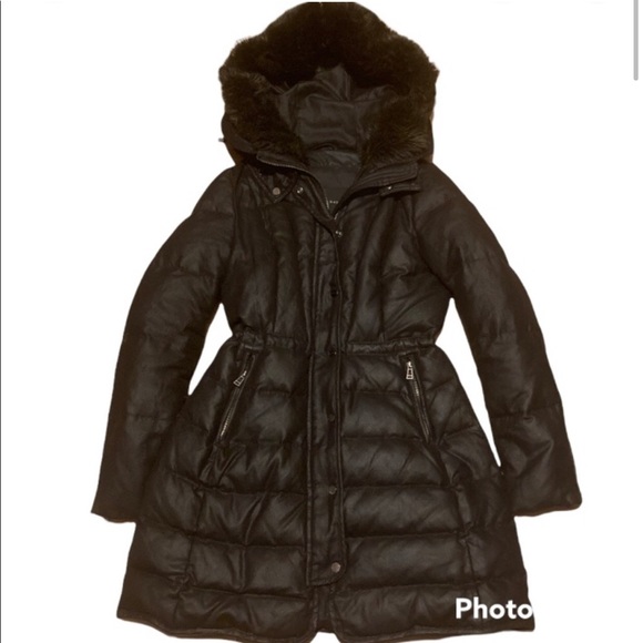 ZARA LONG BLACK DUCK DOWN COAT JACKET SIZE MEDIUM GUC - Picture 1 of 13